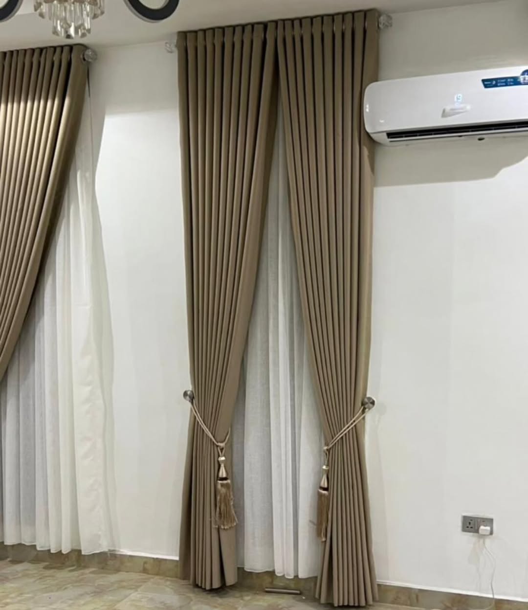 Custom gold curtains with tassels